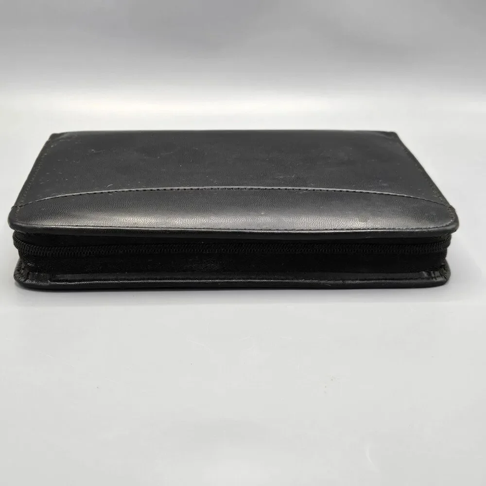 Vtg Day Runner Full Zip Planner Black Leather Organizer 6 Ring 8 X 10